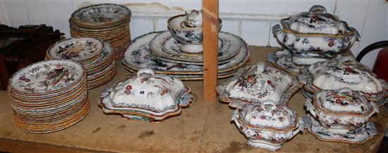 An Ashworth 88-piece ironstone dinner service, late 19th century, largest platter 53cm